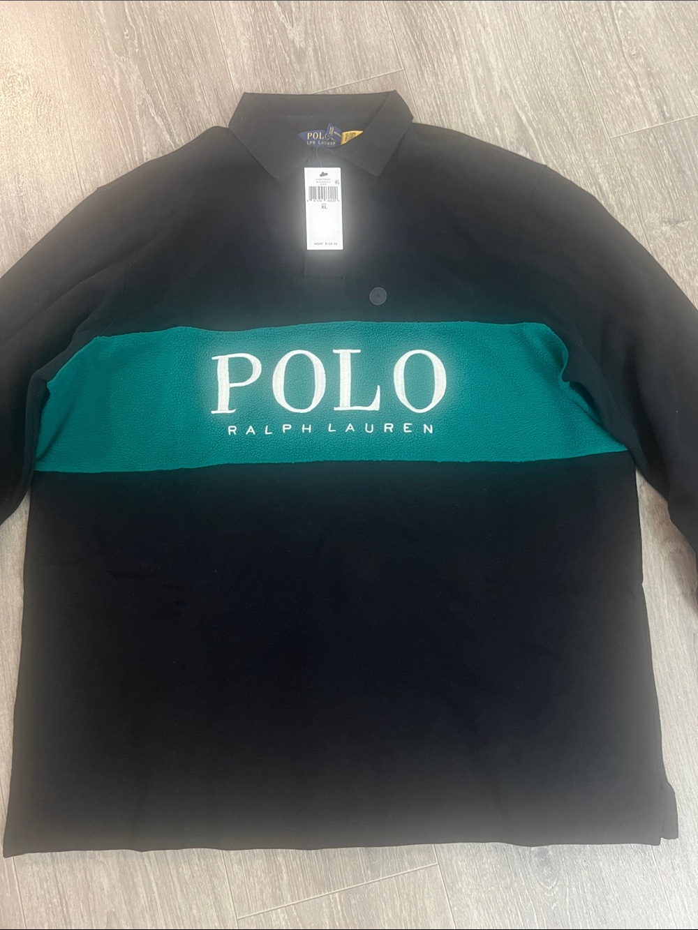 Polo by Ralph Lauren Black and Teal Chest Logo Rugby Polo